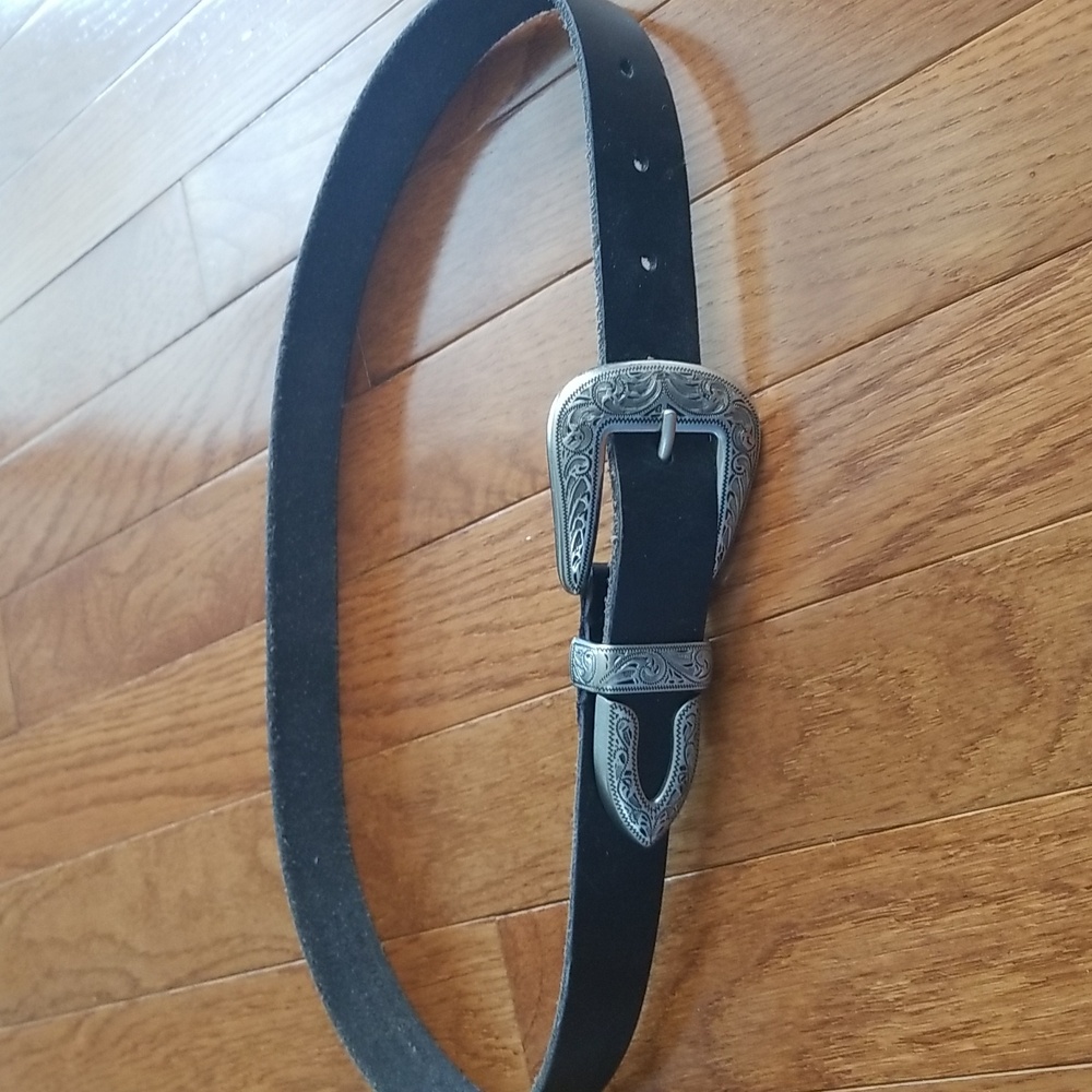 Urban Outfitters 100% Leather Black Belt with Silver Buckle